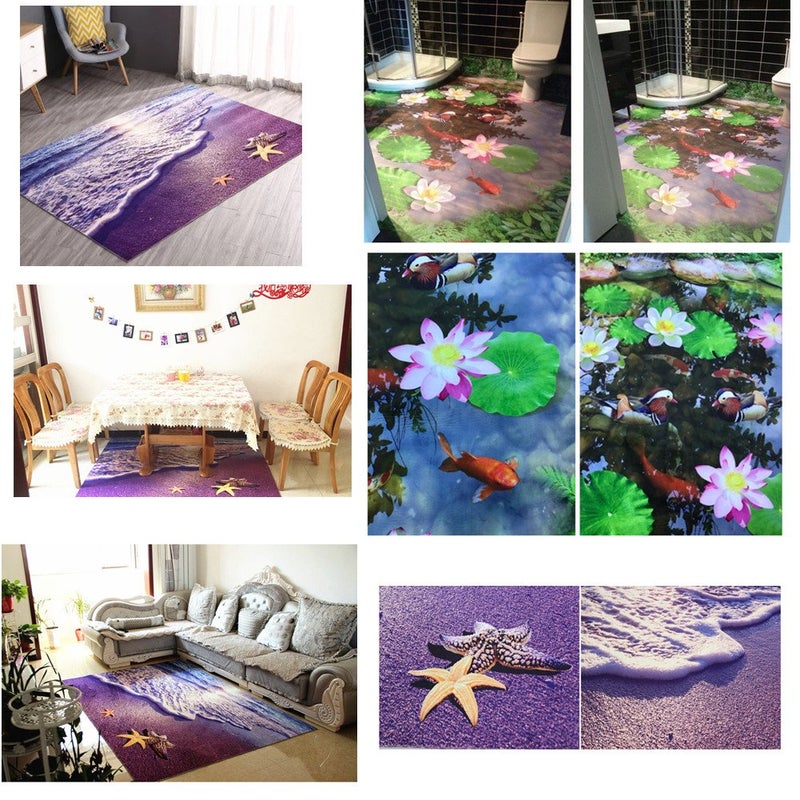 ZaH Thin Area Rug Non-Slip Doormat Carpet Printing Rug for Living Room, Bedroom, Kitchen, Bathroom (5x7-63"x90.6", Wave) - Image 5